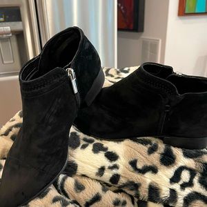 Vince Camuto low ankle black suede booties size 8 1/2 worn once
